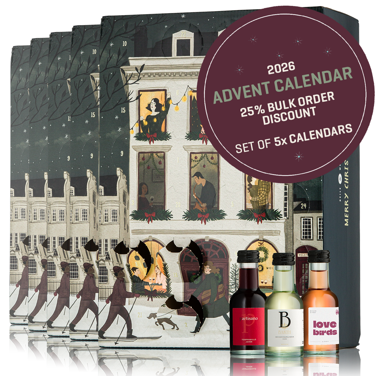 (WM) Wine Mini Advent Calendar Set (5x UNITS 25% BULK DISCOUNT)